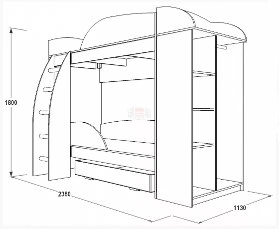 Кровать двухъярусная Омега-4А ЛДСП в Нягани - nyagan.mebel-e96.ru