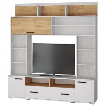 Мини-стенка ОГЦС-2 Оскар-18 белый/крафт (Текс) в Нягани - nyagan.mebel-e96.ru