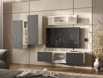 Стенка Оскар крафт белый/графит (Миф) в Нягани - nyagan.mebel-e96.ru