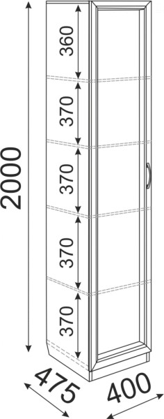 Пенал Остин М03 полки 400 (Риннер) в Нягани - nyagan.mebel-e96.ru