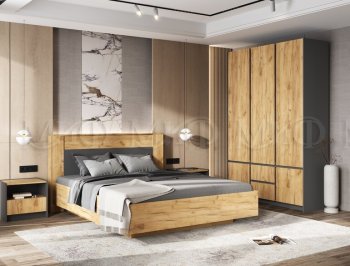 Кровать парящая Остин крафт/графит (Миф) в Нягани - nyagan.mebel-e96.ru