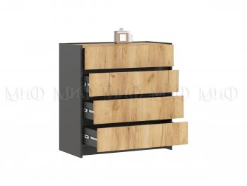 Комод 4ящ. Остин крафт/графит (Миф) в Нягани - nyagan.mebel-e96.ru