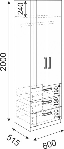 Шкаф с ящиками Волкер М4 (Риннер) в Нягани - nyagan.mebel-e96.ru