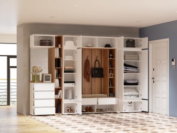 Прихожая Прага модульная, белый (Handis) в Нягани - nyagan.mebel-e96.ru