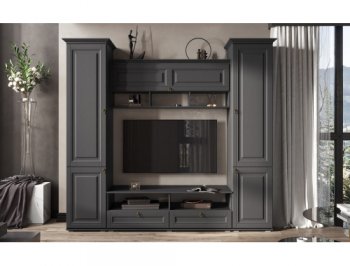 Стенка Престиж-1 (МДФ) модульная графит (Миф) в Нягани - nyagan.mebel-e96.ru