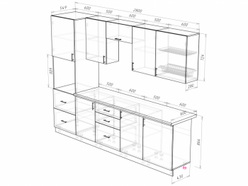 Кухонный гарнитур 2800 мм Прованс с карнизом (Росток) в Нягани - nyagan.mebel-e96.ru