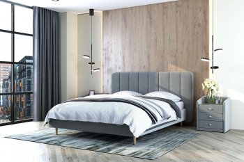 Кровать двуспальная Рино светло-серый (БМ) в Нягани - nyagan.mebel-e96.ru