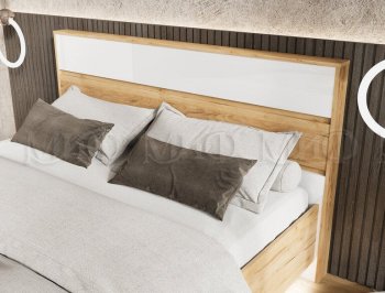 Кровать парящая Роджина с подсветкой, крафт/белый (Миф) в Нягани - nyagan.mebel-e96.ru