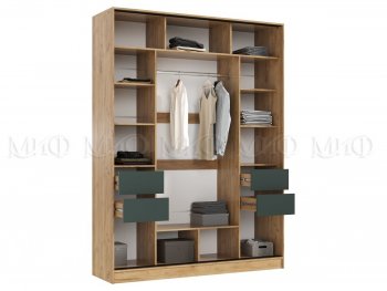 Шкаф-купе 1800 мм Роджина крафт/изумрудный (Миф) в Нягани - nyagan.mebel-e96.ru