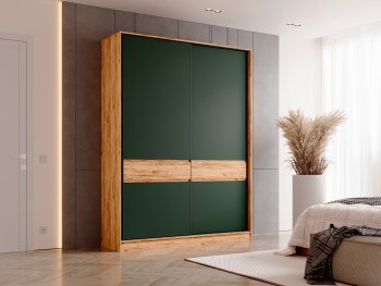 Шкаф-купе 1800 мм Роджина крафт/изумрудный (Миф) в Нягани - nyagan.mebel-e96.ru | фото