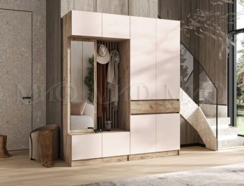 Прихожая Роджина крафт серый/кашемир, модульная (Миф) в Нягани - nyagan.mebel-e96.ru