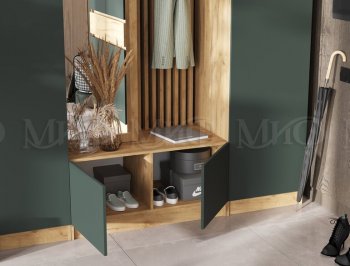 Прихожая Роджина крафт/изумруд, модульная (Миф) в Нягани - nyagan.mebel-e96.ru
