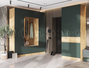 Прихожая Роджина крафт/изумруд, модульная (Миф) в Нягани - nyagan.mebel-e96.ru
