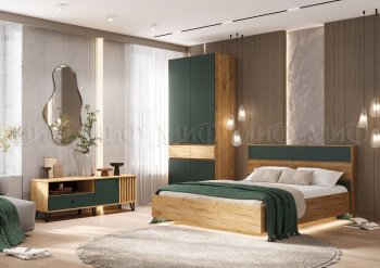 Спальный гарнитур Роджина крафт/изумрудный, модульный (Миф) в Нягани - nyagan.mebel-e96.ru