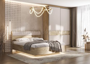 Спальный гарнитур Роджина крафт серый/кашемир, модульный (Миф) в Нягани - nyagan.mebel-e96.ru