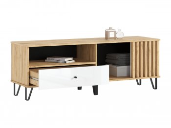 Тумба ТВ (1500) Роджина крафт/белый (Миф) в Нягани - nyagan.mebel-e96.ru