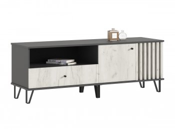 Тумба ТВ (1500) Роджина крафт белый/графит (Миф) в Нягани - nyagan.mebel-e96.ru