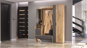 Прихожая Сабрина Дуб вотан/графит (Лин) в Нягани - nyagan.mebel-e96.ru