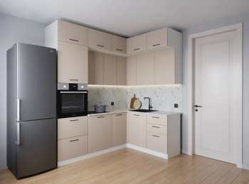 Кухонный гарнитур угловой Шампань 2200*1700 мм (Санвут) в Нягани - nyagan.mebel-e96.ru