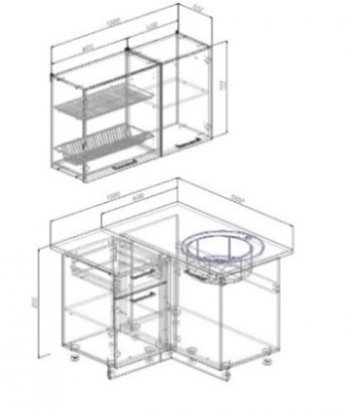 Кухонный гарнитур угловой Санторини МДФ 1000*1000 (Sanvut) в Нягани - nyagan.mebel-e96.ru