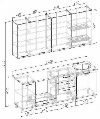 Кухонный гарнитур Муссон 2200 мм в Нягани - nyagan.mebel-e96.ru