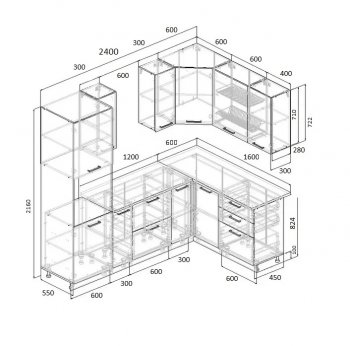 Угловой кухонный гарнитур Элеганция 2400*1600 мм Sanvut в Нягани - nyagan.mebel-e96.ru
