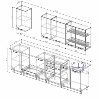 Кухонный гарнитур Латте 2800 мм в Нягани - nyagan.mebel-e96.ru