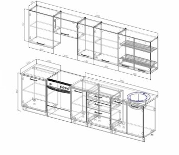 Кухонный гарнитур Руанда 3000 мм в Нягани - nyagan.mebel-e96.ru