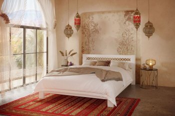 Кровать из массива Шейла белый античный (БМ) в Нягани - nyagan.mebel-e96.ru