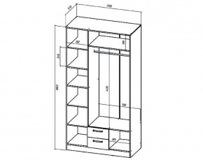 Шкаф 3-х створчатый Коста-Рика 1200 мм (Лин) в Нягани - nyagan.mebel-e96.ru