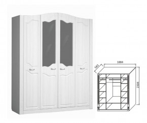 Шкаф 4-х дверный для платья и белья Ева-10 в Нягани - nyagan.mebel-e96.ru