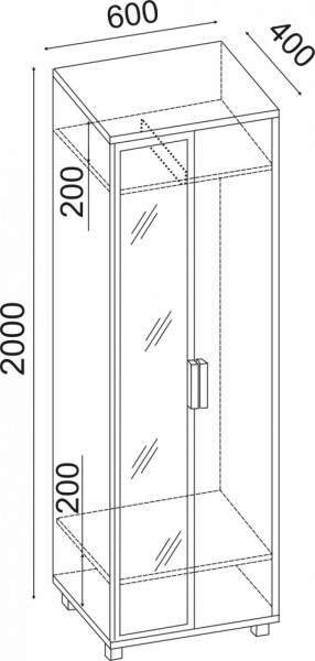 Шкаф 600 с зеркалом West (Риннер) в Нягани - nyagan.mebel-e96.ru