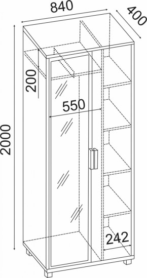 Шкаф 800 с зеркалом West (Риннер) в Нягани - nyagan.mebel-e96.ru