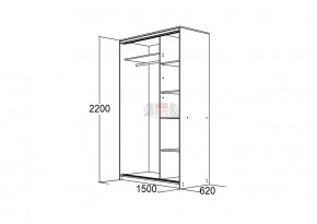 Шкаф для платья и белья Мираж 15.1 (620) в Нягани - nyagan.mebel-e96.ru