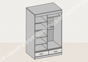 Шкаф-купе 2-х дверный с ящиками и зеркалом (арт. 008) 1150 мм (Диал) в Нягани - nyagan.mebel-e96.ru