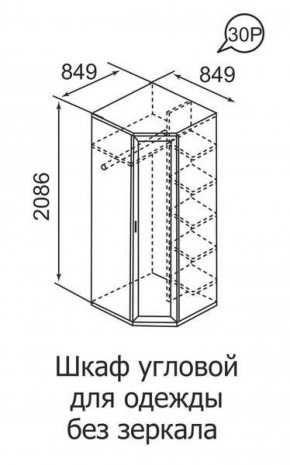 Шкаф угловой для одежды Ника-Люкс 30 без зеркал в Нягани - nyagan.mebel-e96.ru