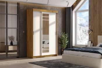 Шкаф-купе ШКП-7 1300 мм золотой/белый (СВ) в Нягани - nyagan.mebel-e96.ru