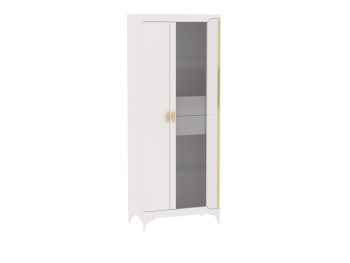 Пенал со стеклом широкий NEW Сиде Белый (СБК) в Нягани - nyagan.mebel-e96.ru