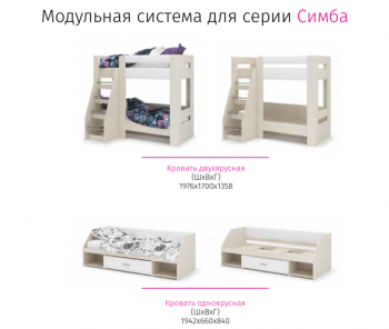 Набор детской мебели Симба дуб-белый глянец (СтендМ) в Нягани - nyagan.mebel-e96.ru