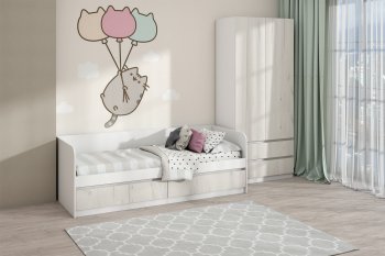 Кровать Соната 900 белый/крафт белый (Зарон) в Нягани - nyagan.mebel-e96.ru