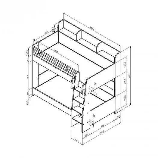 Двухъярусная кровать Соня-5 левая (ФМ) в Нягани - nyagan.mebel-e96.ru