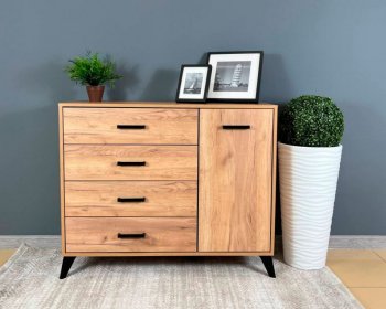 Комод-Тумба (1дв,4ящ) SVETLANA LOFT, дуб золотой (Генезис) в Нягани - nyagan.mebel-e96.ru