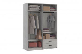 Шкаф 1500 мм  4-х ств. с зеркалом 2 ящ. SVETLANA LOFT, сосна белая (Генезис) в Нягани - nyagan.mebel-e96.ru