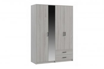 Шкаф 1500 мм  4-х ств. с зеркалом 2 ящ. SVETLANA LOFT, сосна белая (Генезис) в Нягани - nyagan.mebel-e96.ru