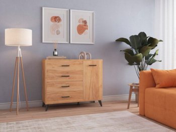 Комод-Тумба (1дв,4ящ) SVETLANA LOFT, дуб золотой (Генезис) в Нягани - nyagan.mebel-e96.ru