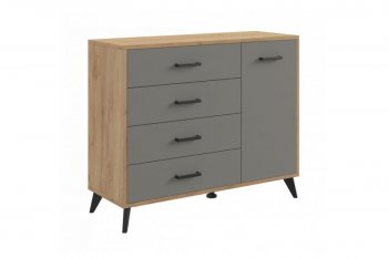 Комод-Тумба (1дв,4ящ) SVETLANA LOFT, дуб золотой/серый (Генезис) в Нягани - nyagan.mebel-e96.ru