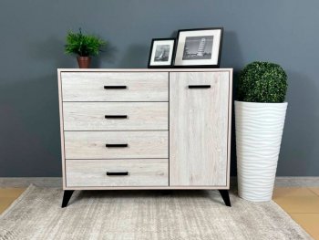 Комод-Тумба (1дв,4ящ) SVETLANA LOFT, сосна белая (Генезис) в Нягани - nyagan.mebel-e96.ru