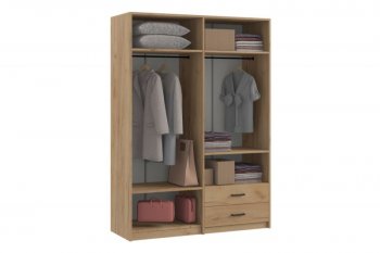 Шкаф 1500 мм  4-х ств. с зеркалом 2 ящ. SVETLANA LOFT, дуб золотой (Генезис) в Нягани - nyagan.mebel-e96.ru