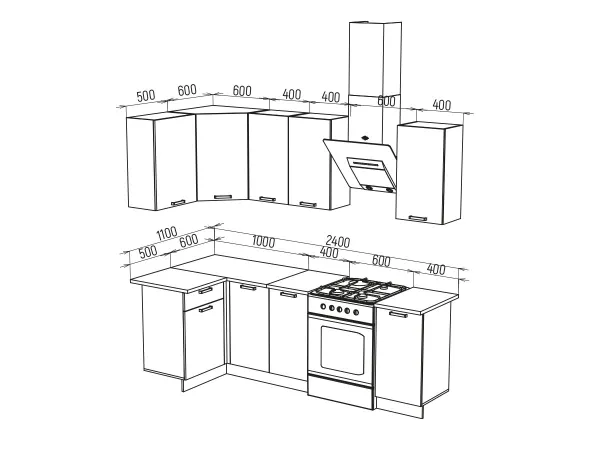 Кухонный гарнитур Техно 1.1*1.8 м Вариант 6 (Миф) в Нягани - nyagan.mebel-e96.ru