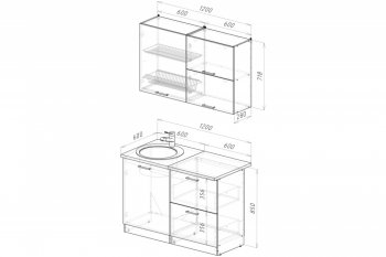 Кухонный гарнитур Терция лайт 1200 мм (Герда) в Нягани - nyagan.mebel-e96.ru